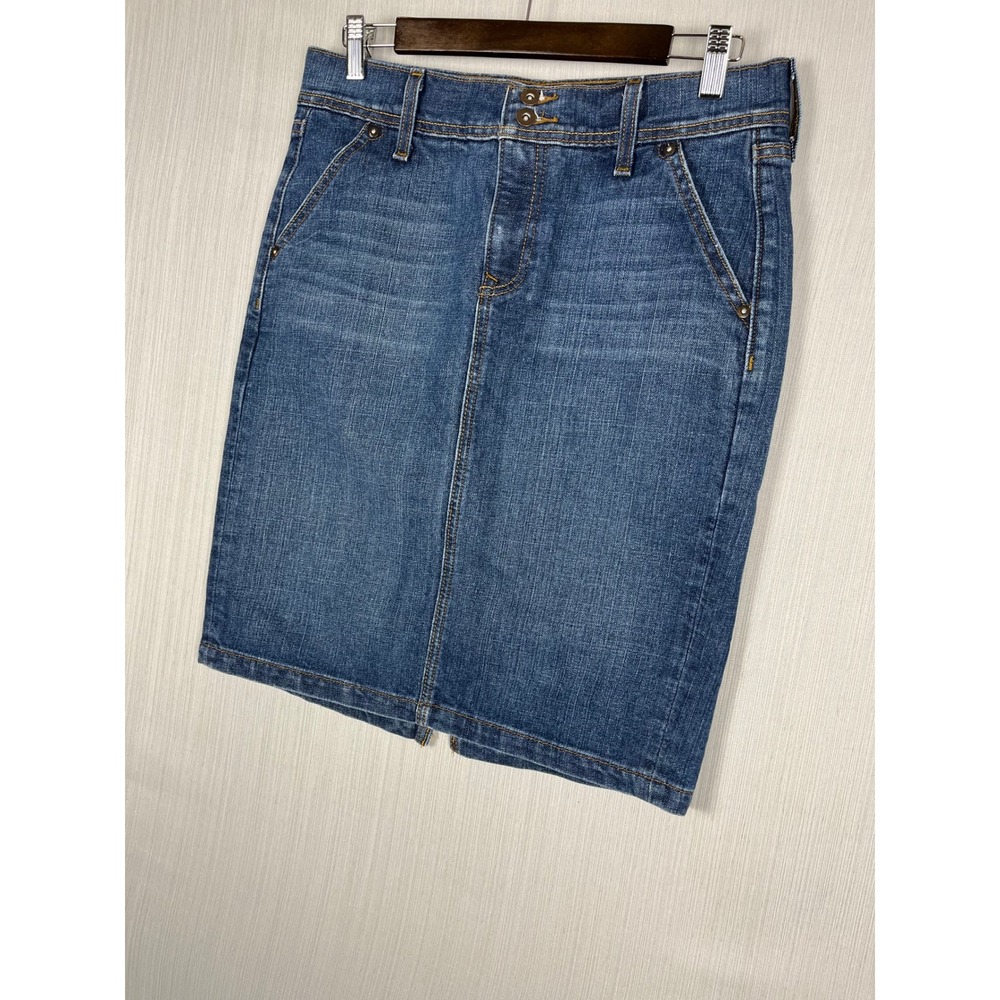 Old Navy Denim Skirt 8 Blue Pencil Knee Length Stretch Casual Classic Y2K